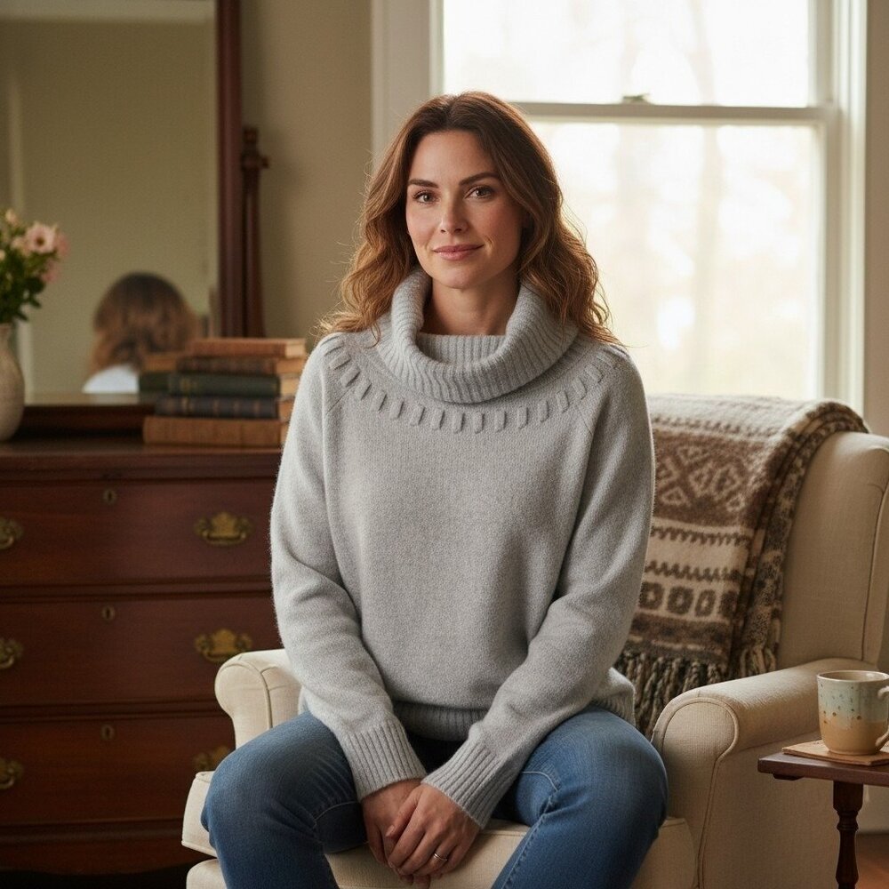 Cashmere Sweater Women’s Antonio Melani Heather Gray Cowl Neck XL
